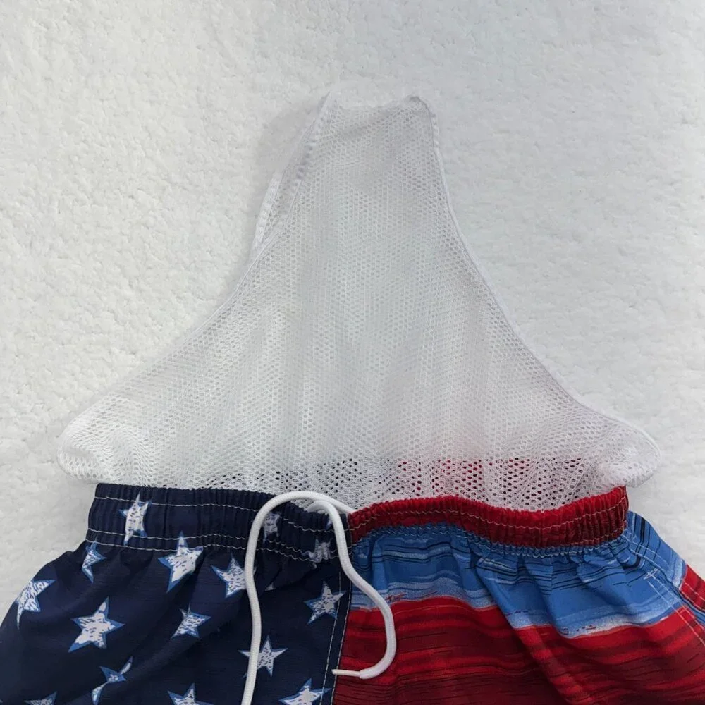 Sunsations American‎ Flag Graphic Swim Trunks Mens 10